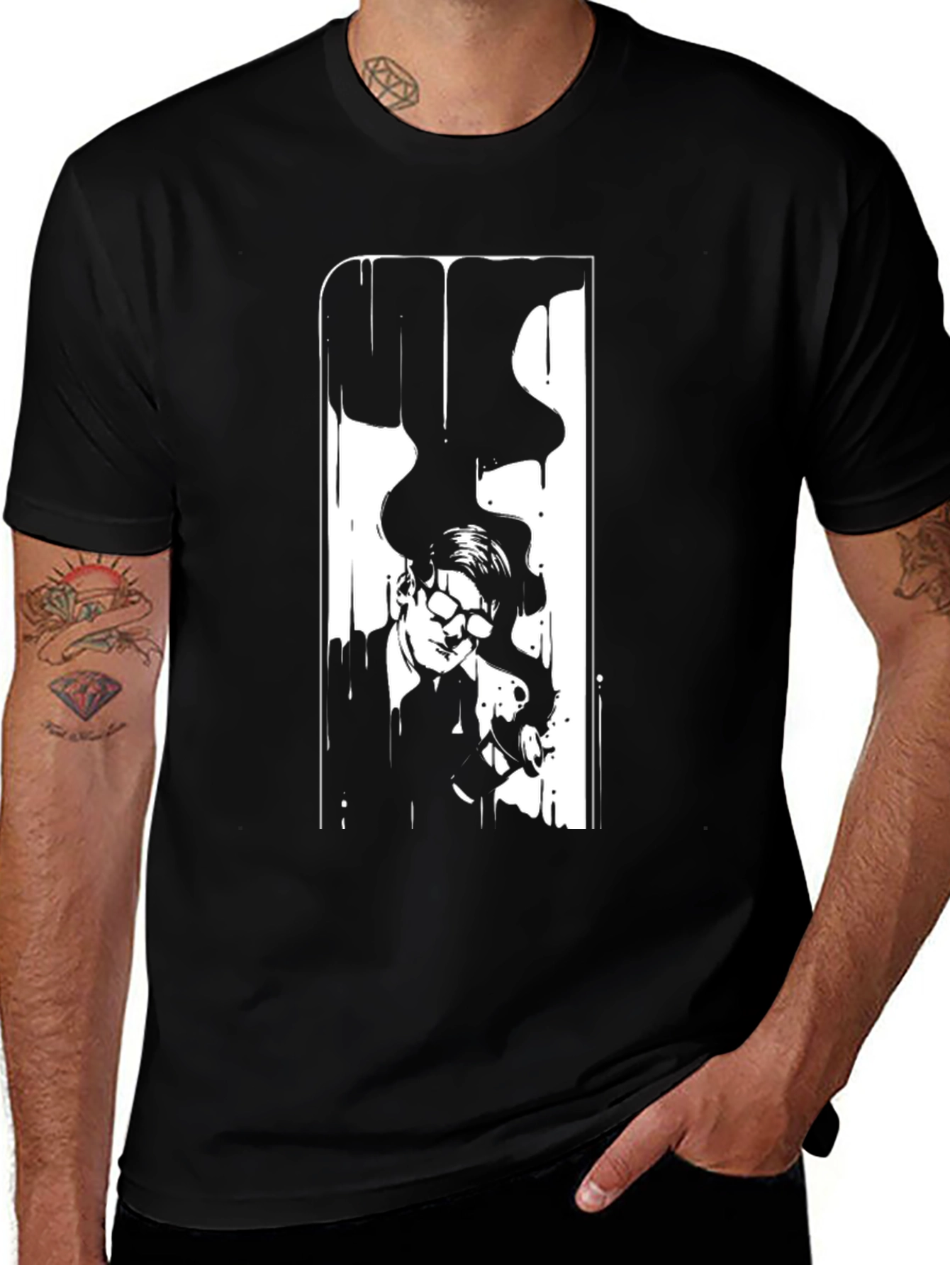 Stylish Black Graphic Tee - The Man and Dragon