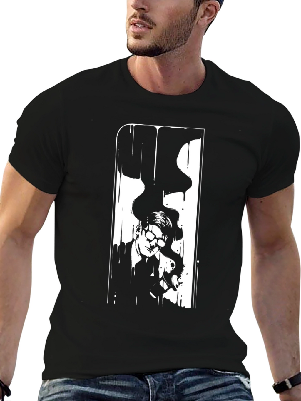 Stylish Black Graphic Tee - The Man and Dragon