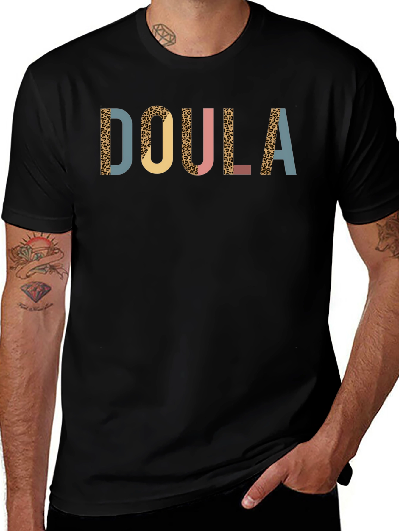 Doula Graphic T-Shirt - Leopard Print Design