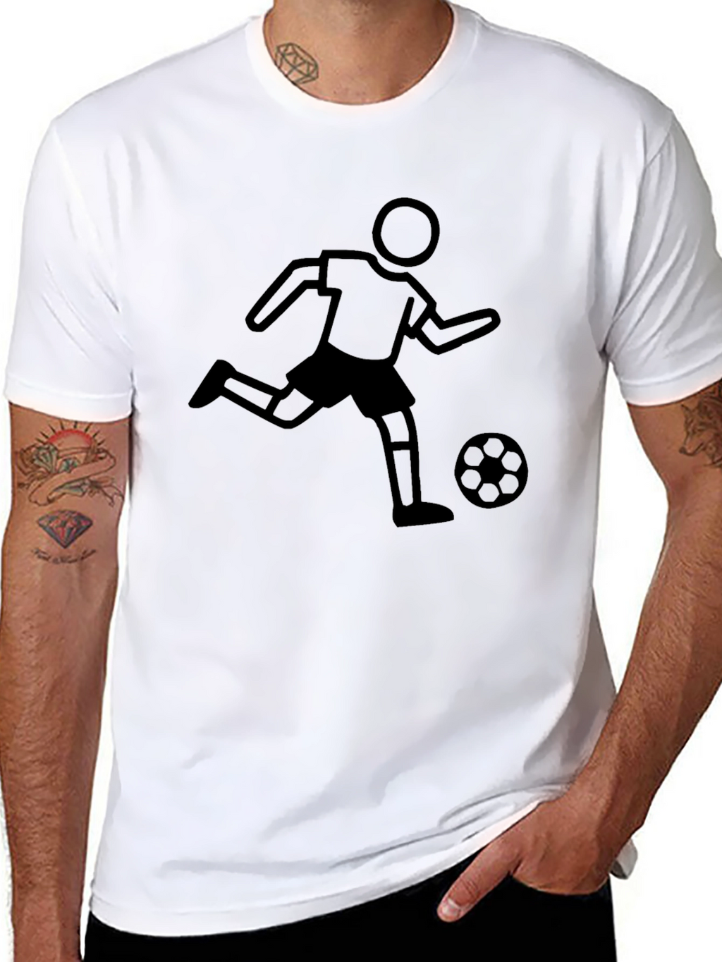 Soccer Player Graphic Tee - Black Cotton Shirt