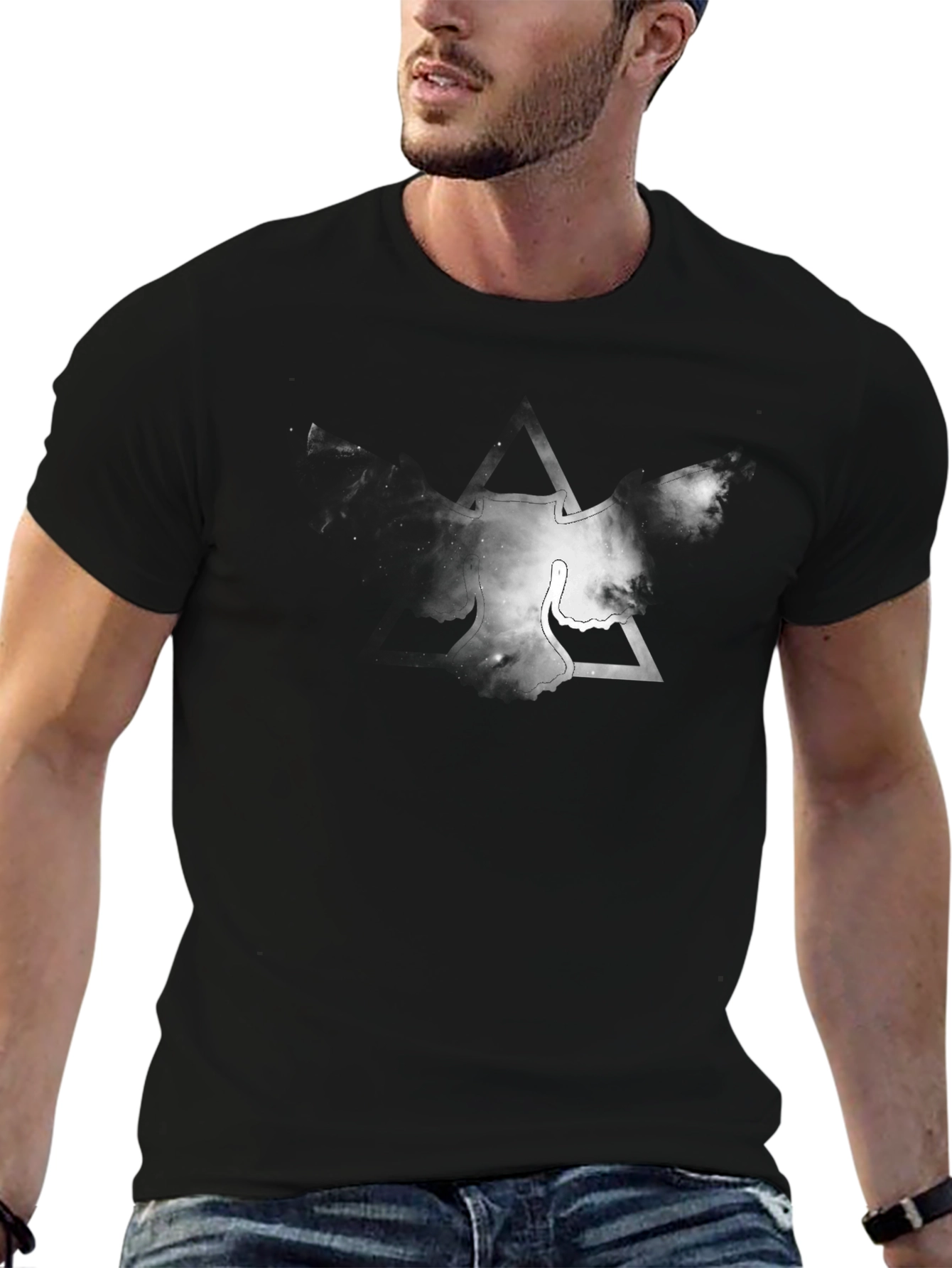 Mens Black Graphic Print T-Shirt