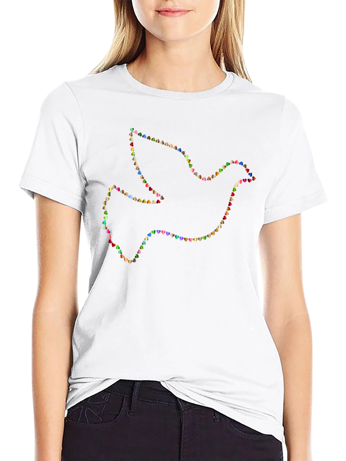 Dove Heart Graphic T-Shirt - Black