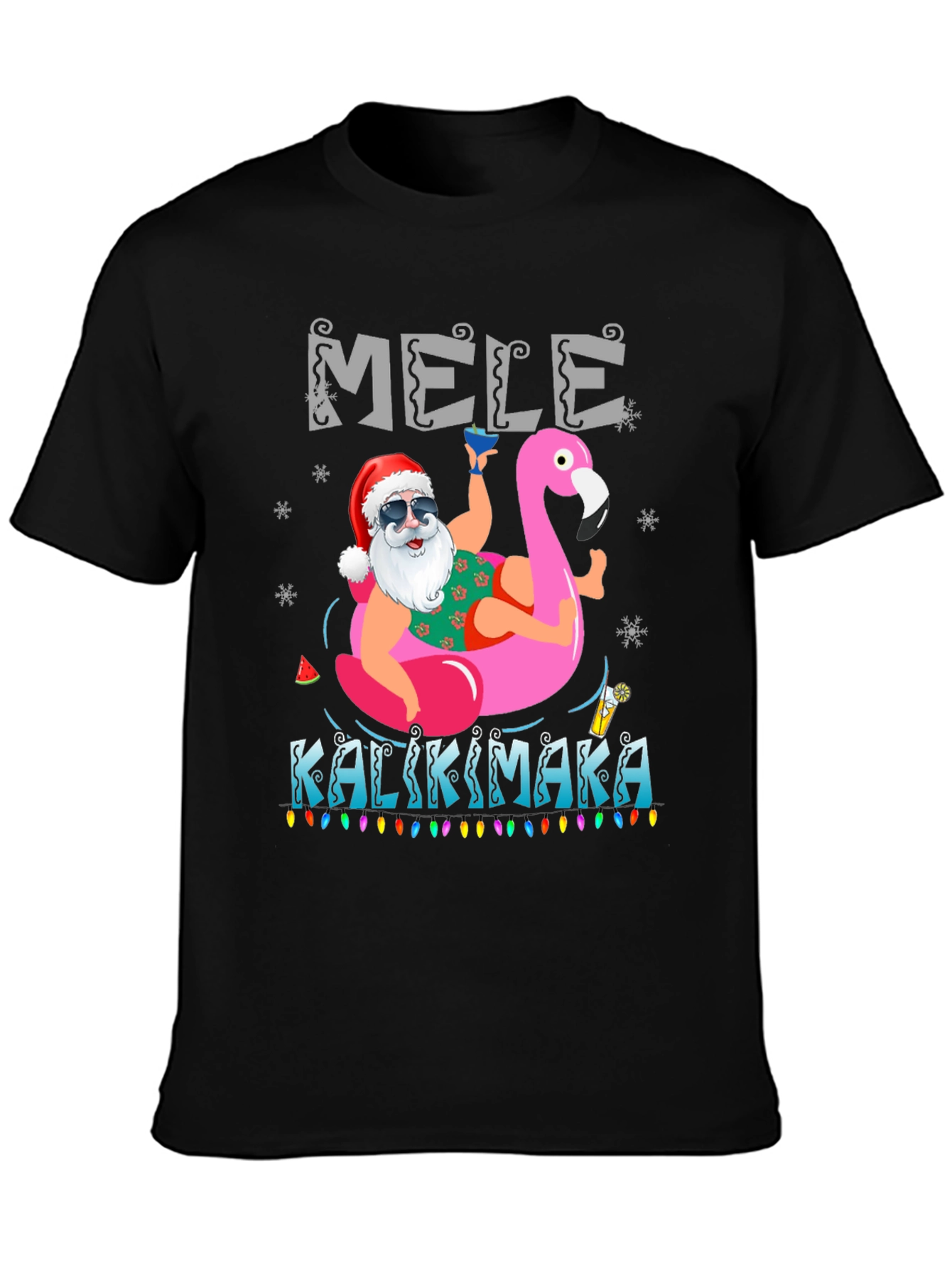 Mele Kalikimaka Santa Flamingo T-Shirt