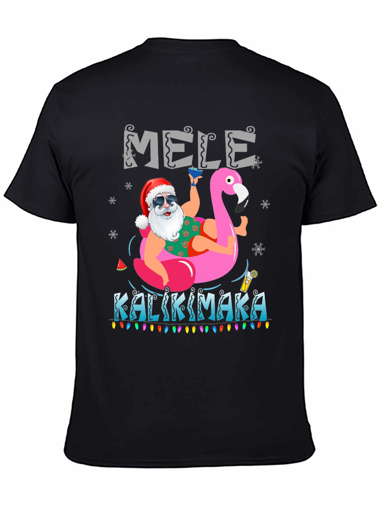 Mele Kalikimaka Santa Flamingo T-Shirt