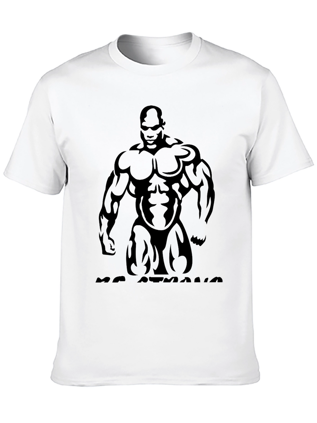 Muscle Man Graphic Print Black T-Shirt