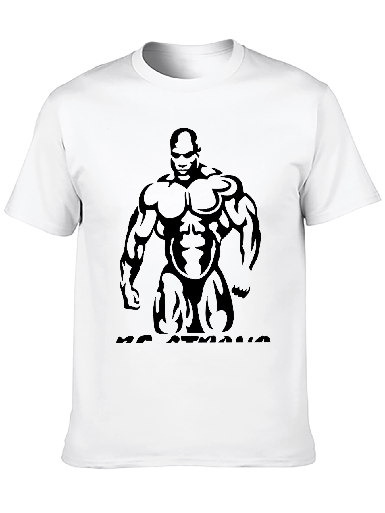 Muscle Man Graphic Print Black T-Shirt