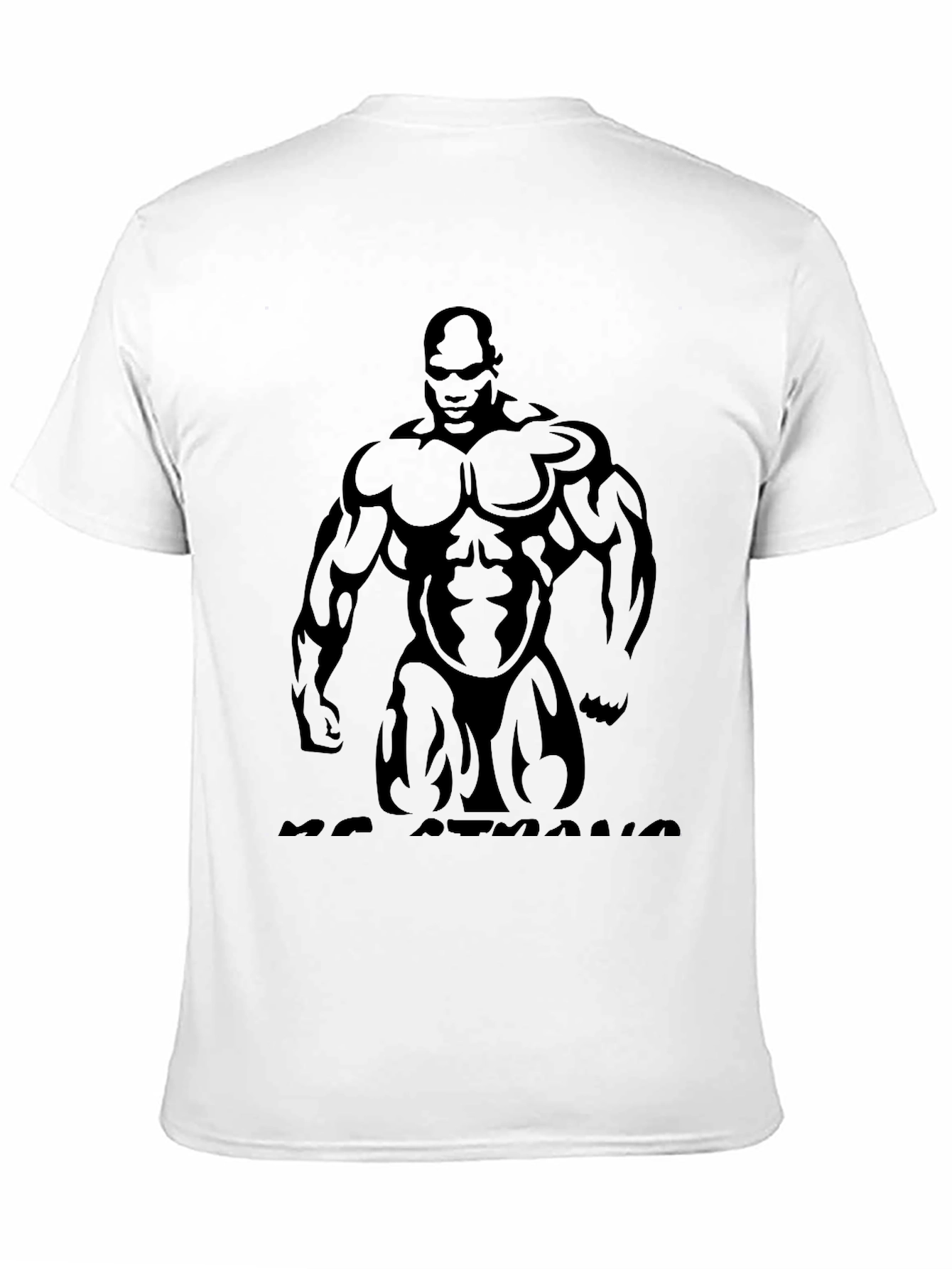 Muscle Man Graphic Print Black T-Shirt