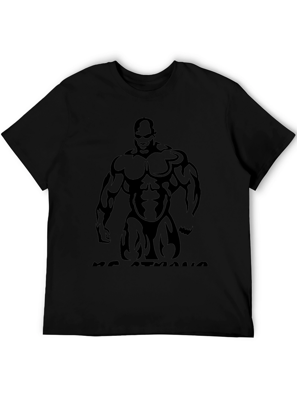 Muscle Man Graphic Print Black T-Shirt