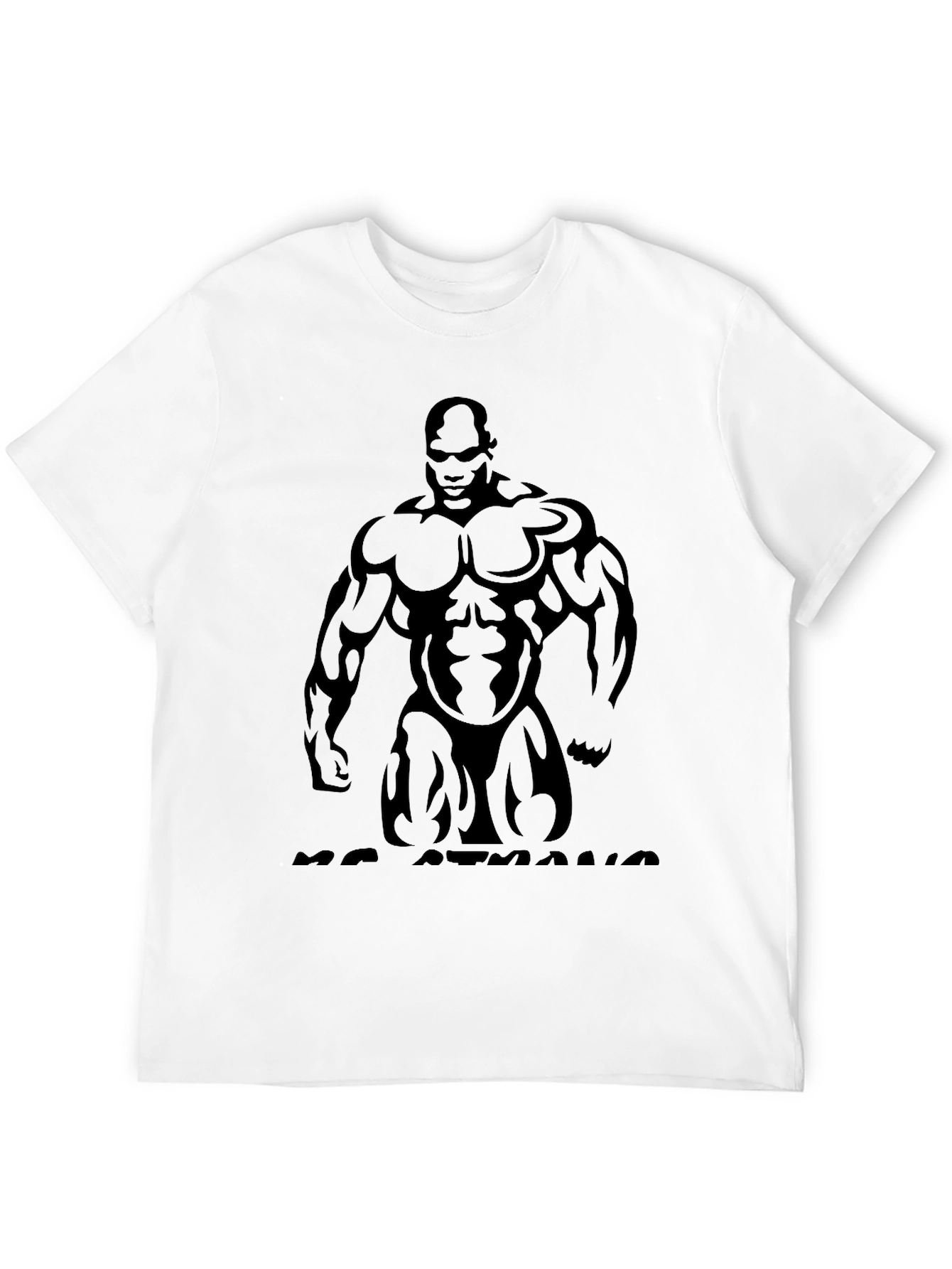 Muscle Man Graphic Print Black T-Shirt
