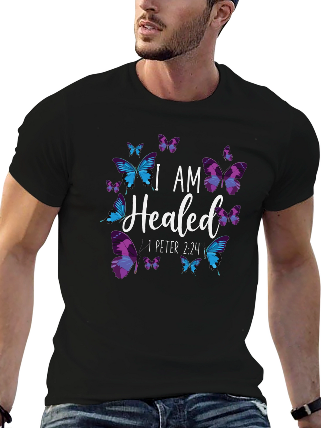 I AM Healed T-Shirt - Christian Butterfly Design