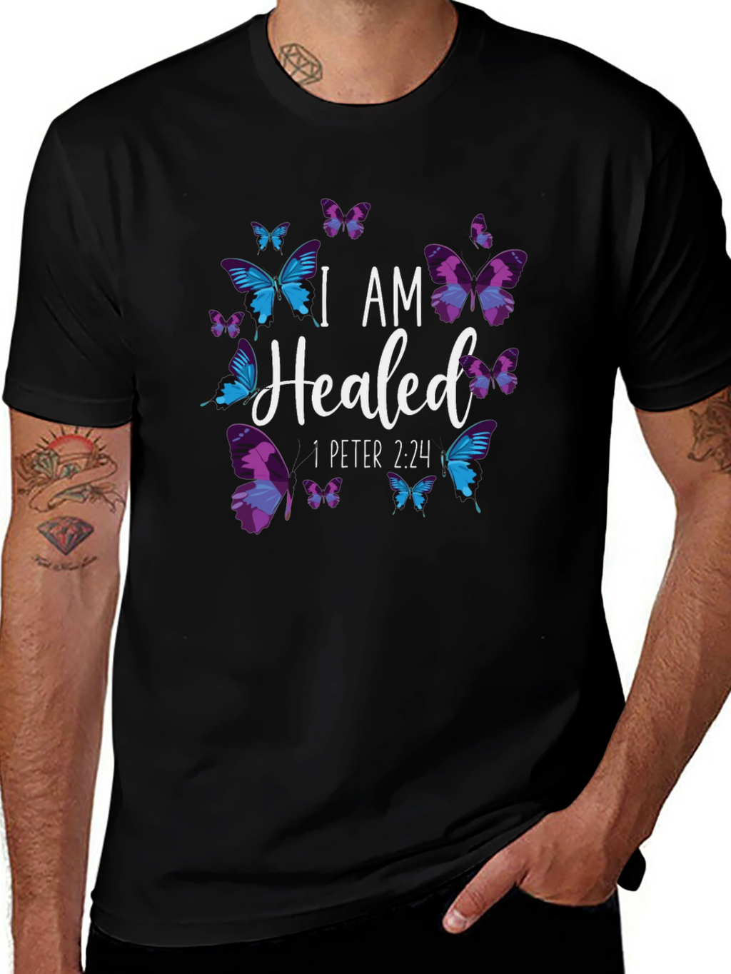 I AM Healed T-Shirt - Christian Butterfly Design