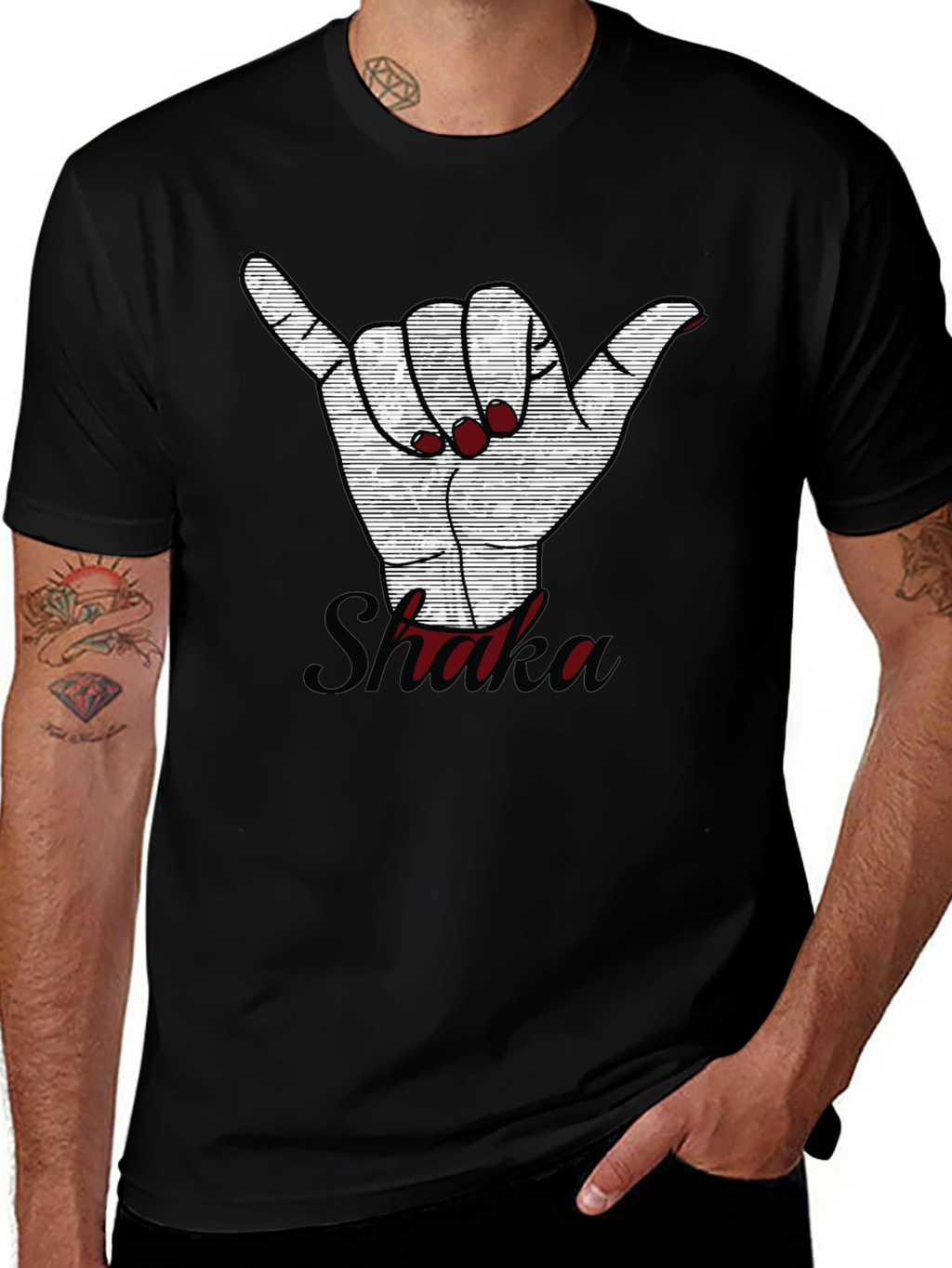 Shaka Hand Sign Graphic Tee - Casual Style