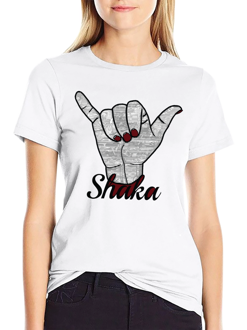 Shaka Hand Sign Graphic Tee - Casual Style