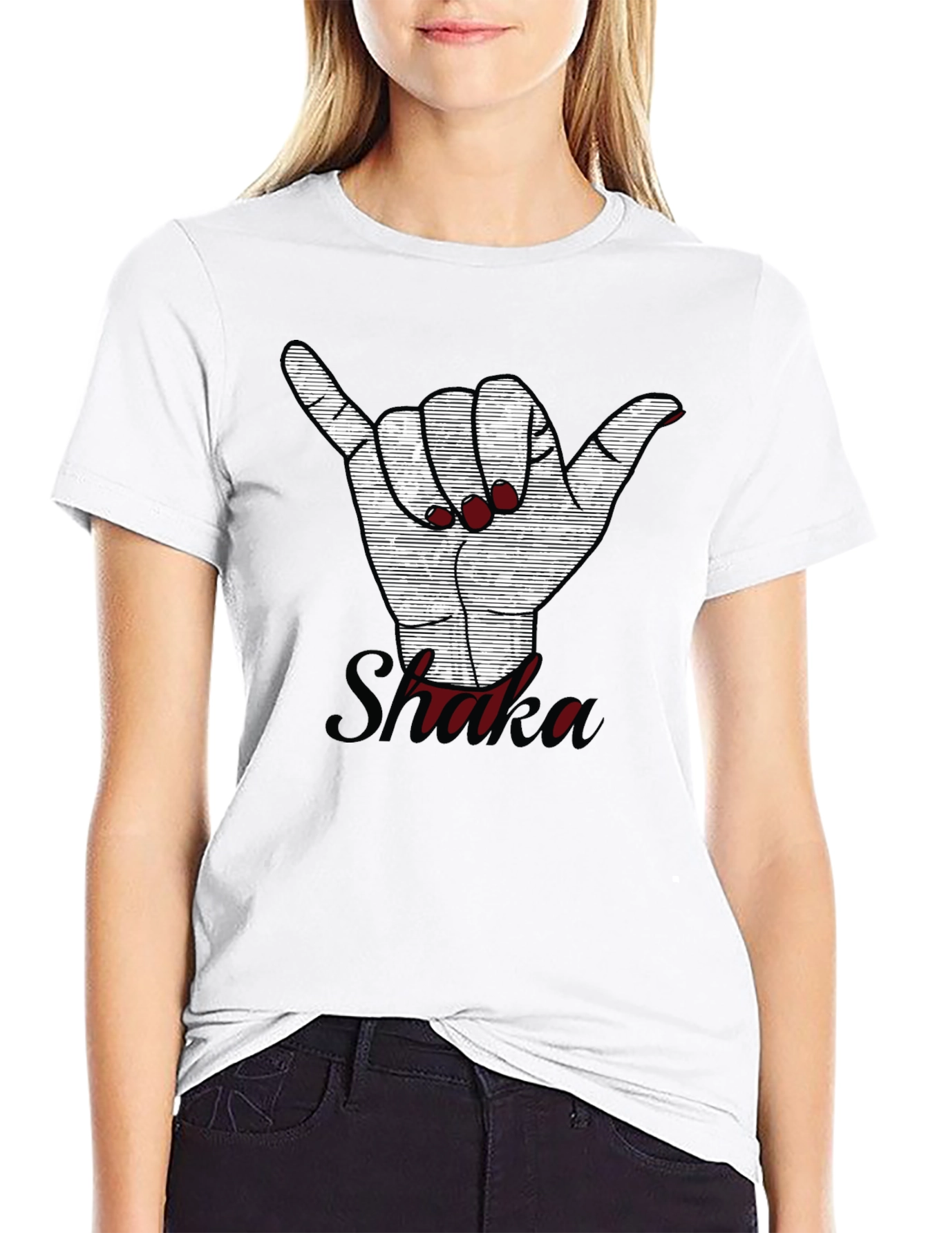 Shaka Hand Sign Graphic Tee - Casual Style
