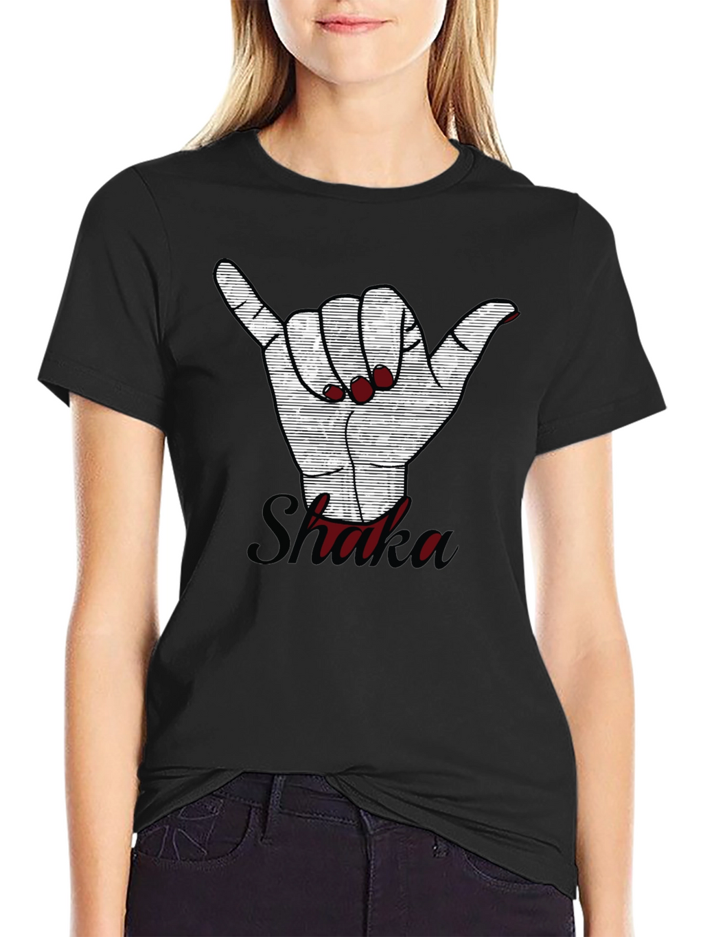 Shaka Hand Sign Graphic Tee - Casual Style
