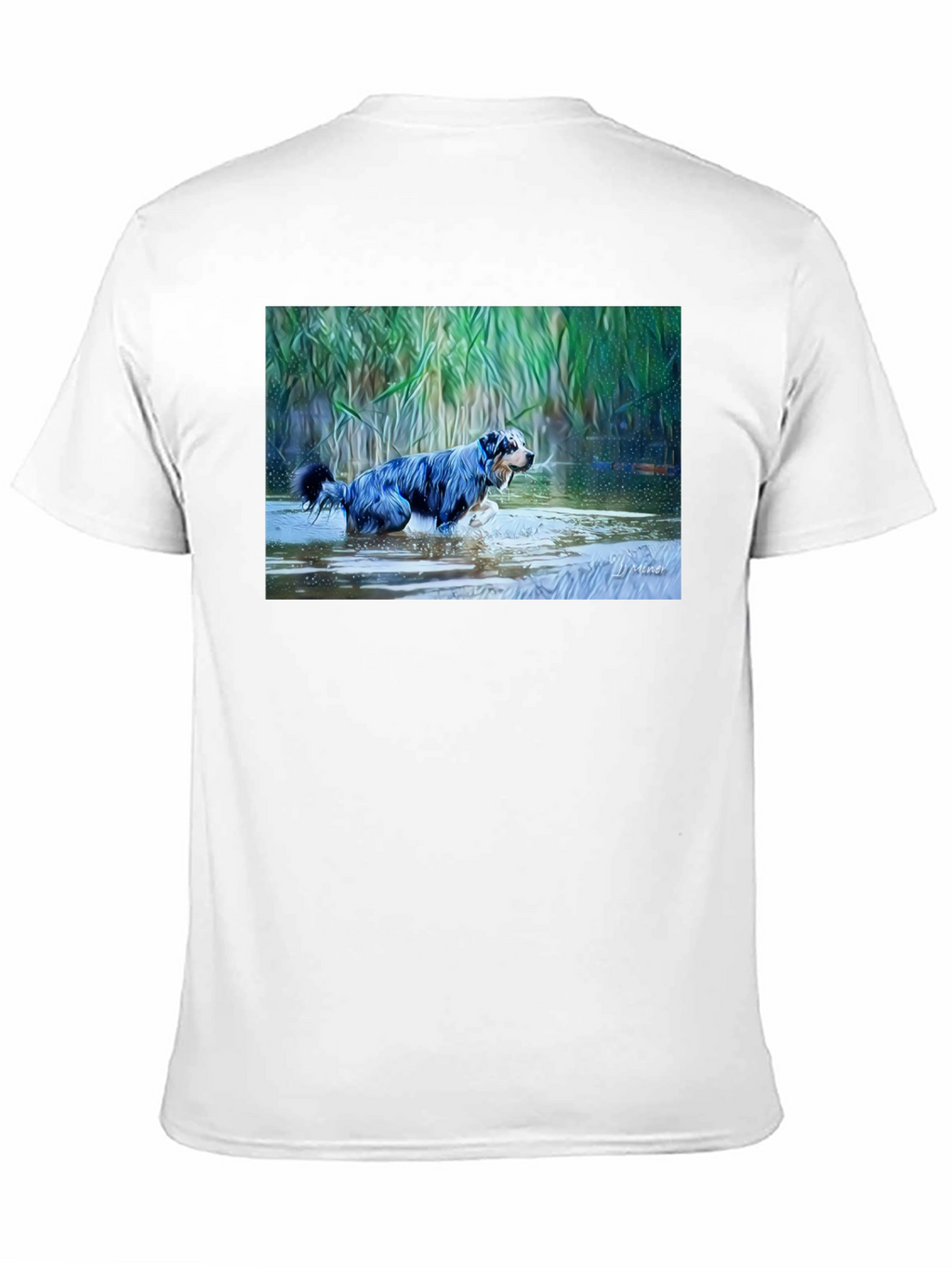 Dog in Water Graphic Tee - Mens Black T-Shirt
