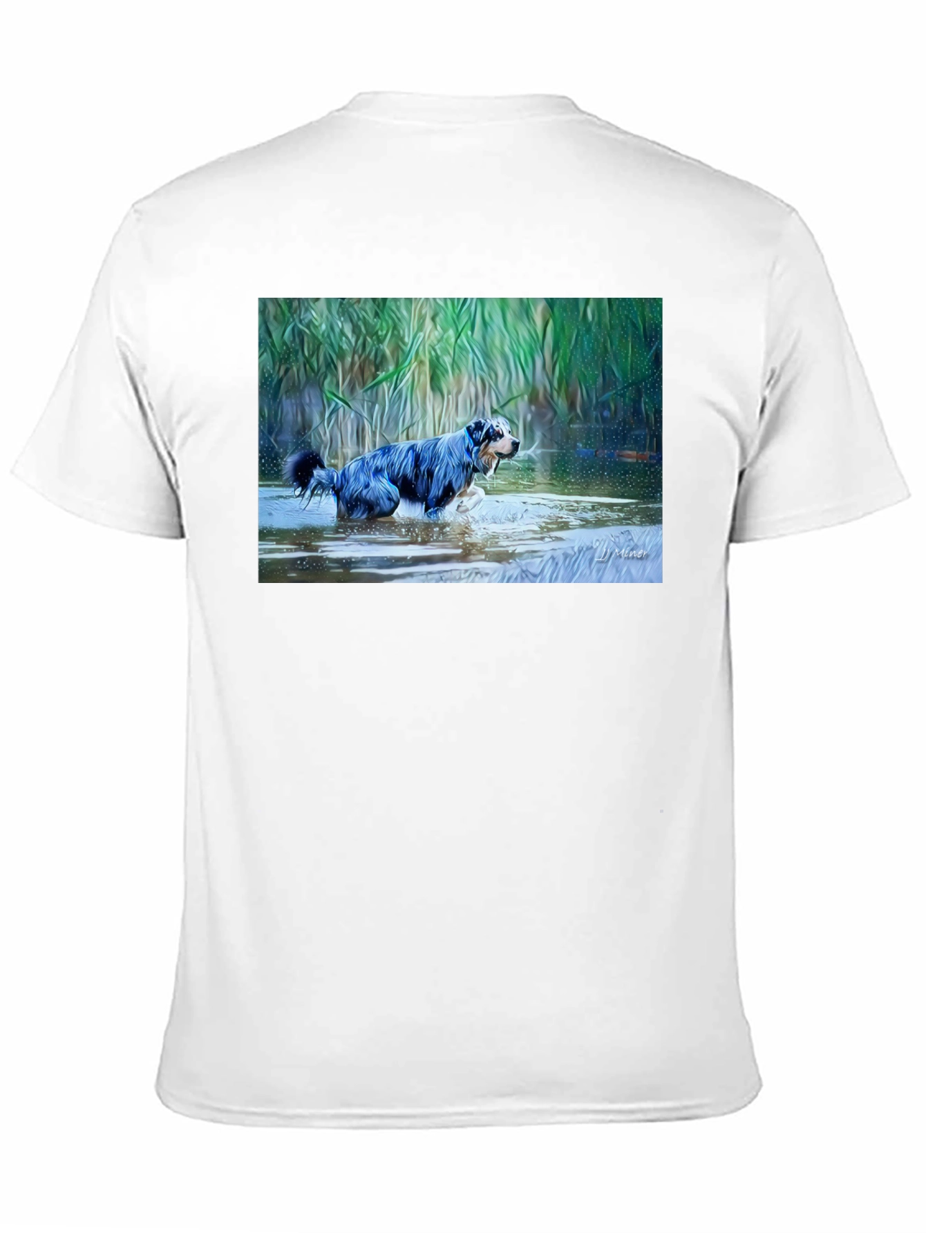 Dog in Water Graphic Tee - Mens Black T-Shirt