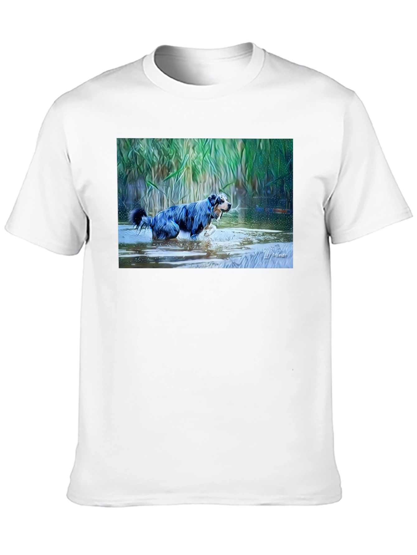 Dog in Water Graphic Tee - Mens Black T-Shirt
