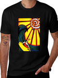 Surfing Wave Art Print Black T-Shirt