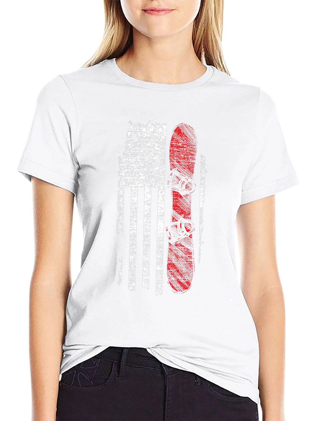 American Flag Snowboard Graphic Tee