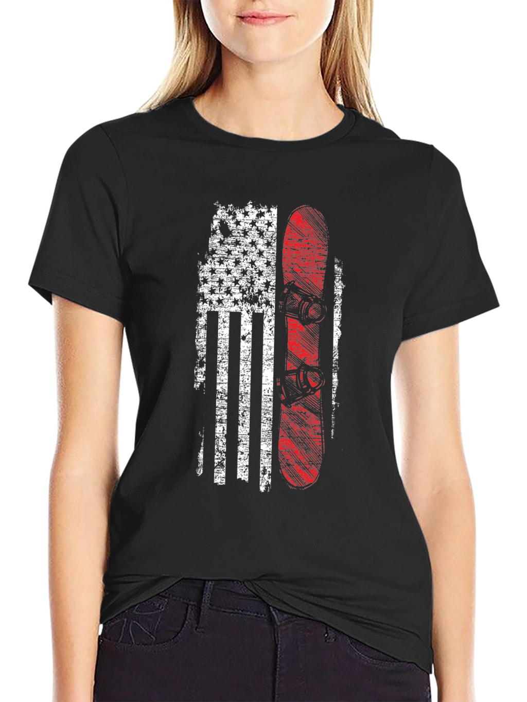 American Flag Snowboard Graphic Tee