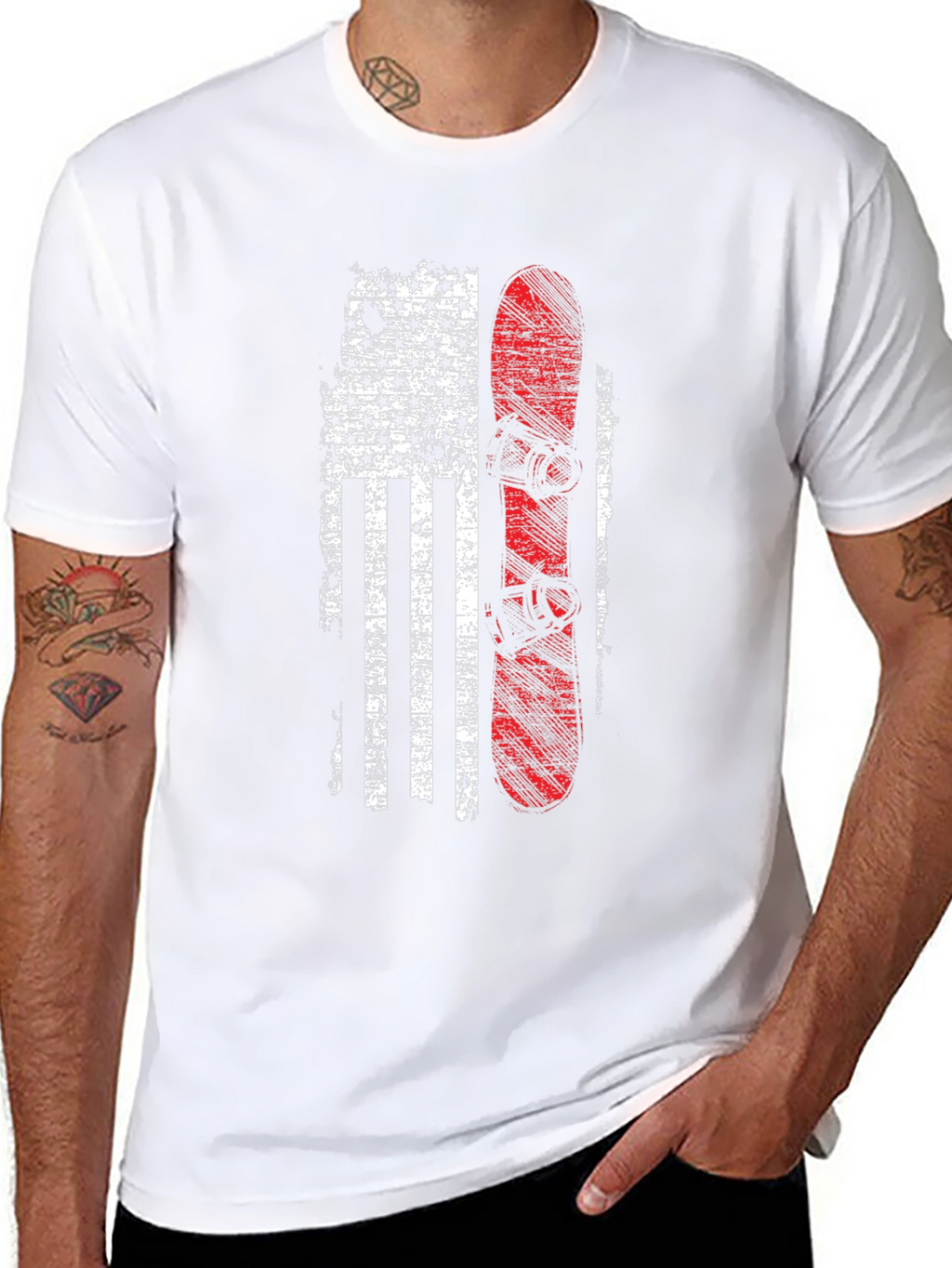 American Flag Snowboard Graphic Tee