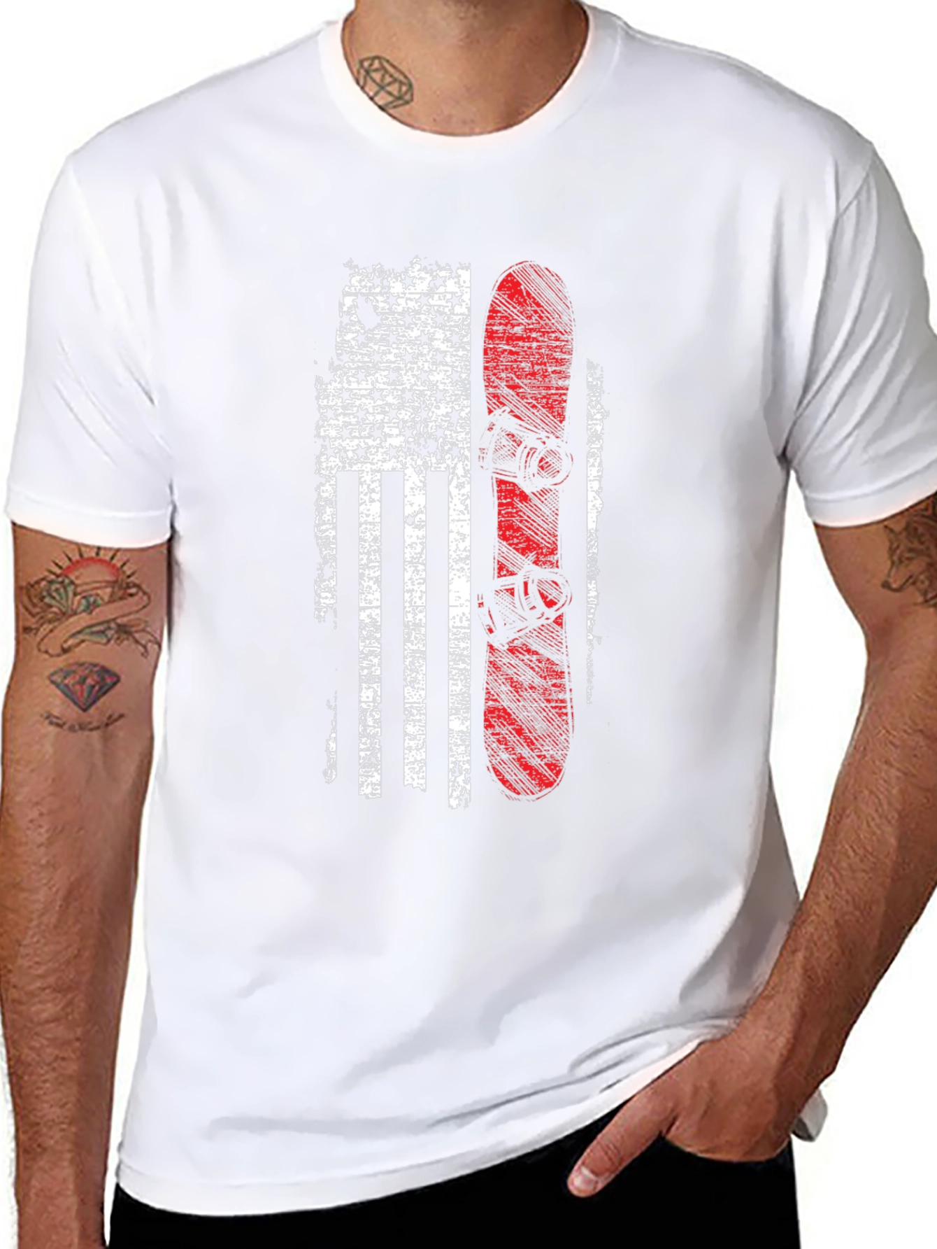 American Flag Snowboard Graphic Tee