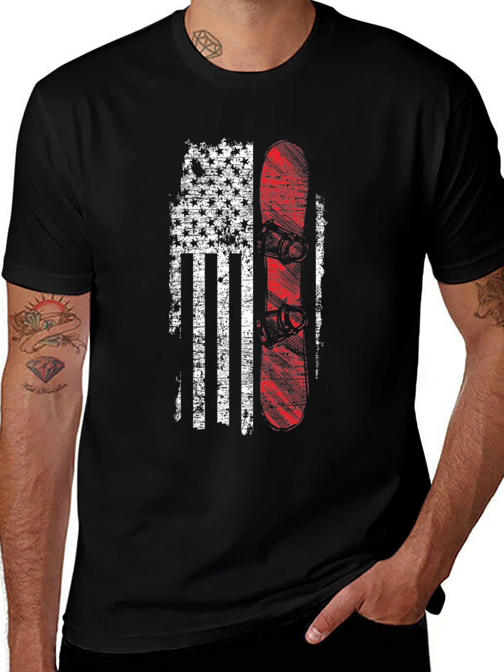 American Flag Snowboard Graphic Tee