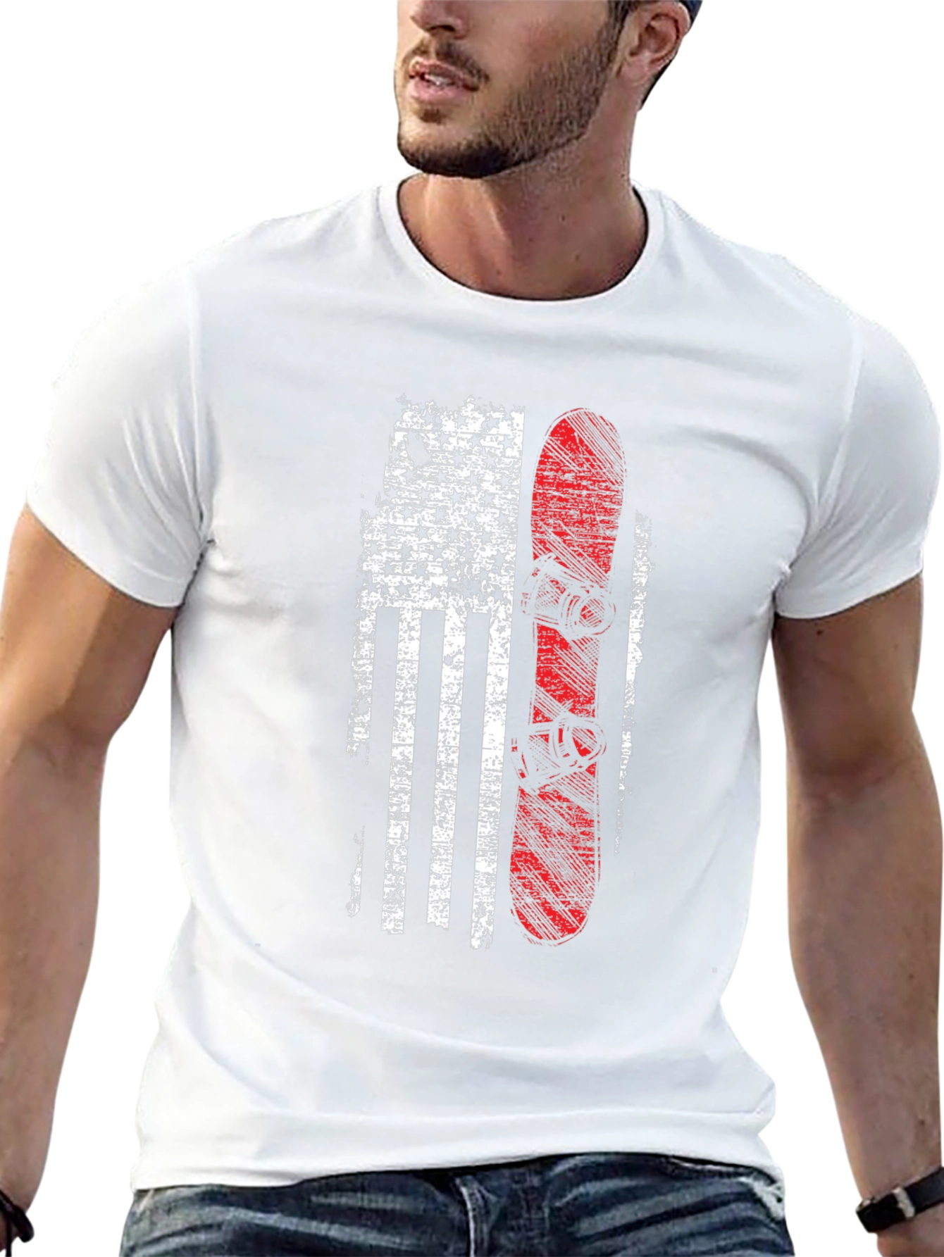 American Flag Snowboard Graphic Tee