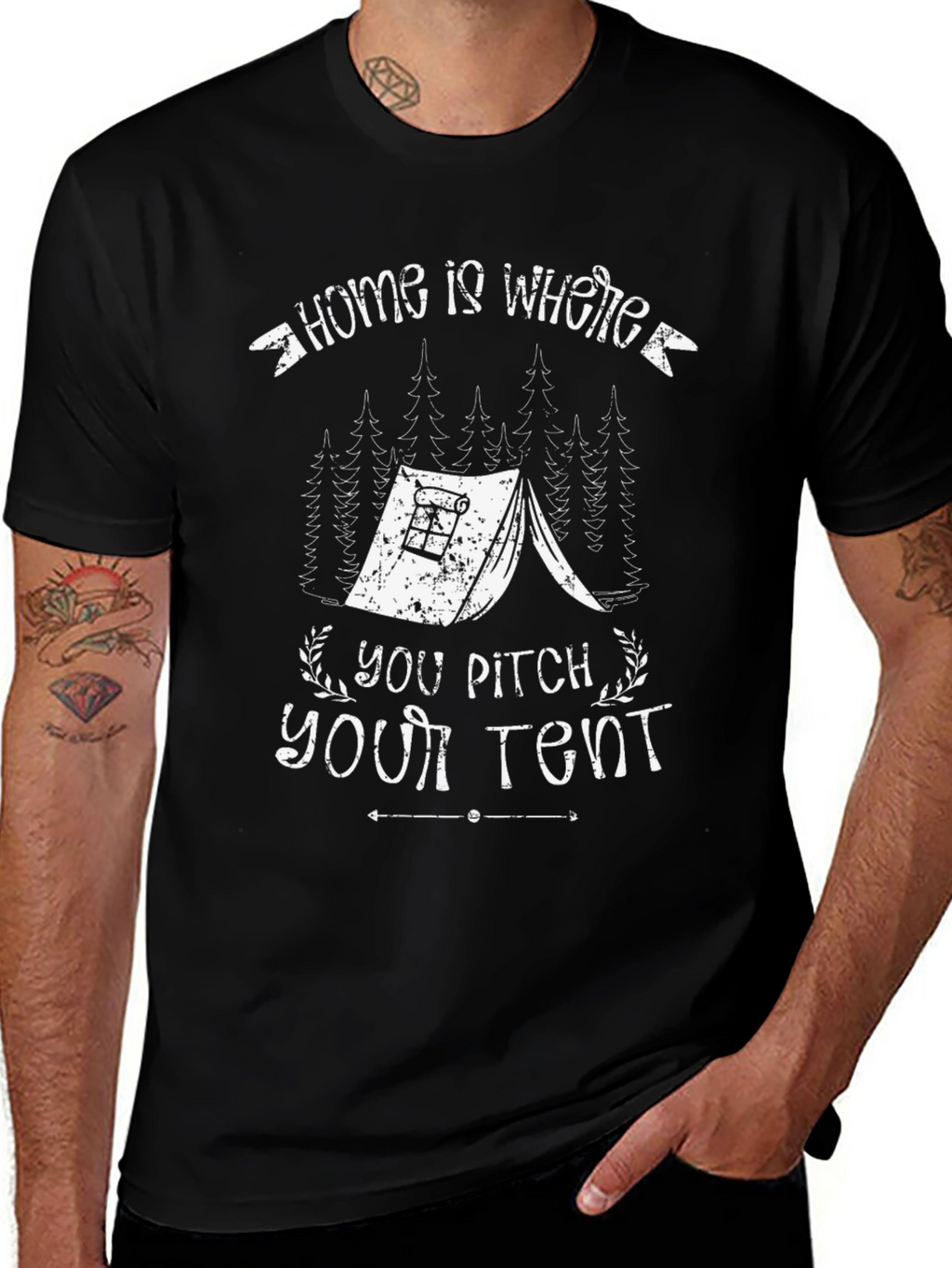 Home Is Where You Pitch Your Tent Camping T-Shirt