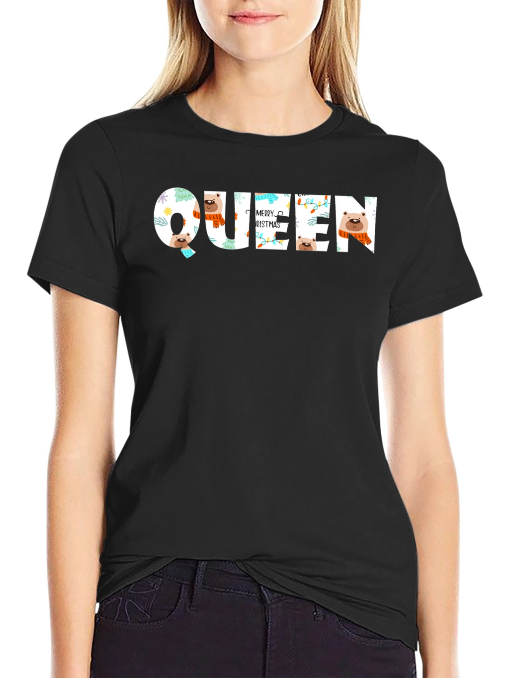 Queen Merry Christmas Graphic T-Shirt