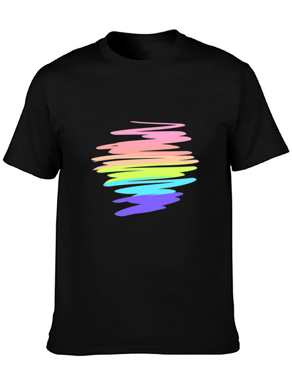 Rainbow Scribble Graphic Tee - Soft Cotton Black T-Shirt
