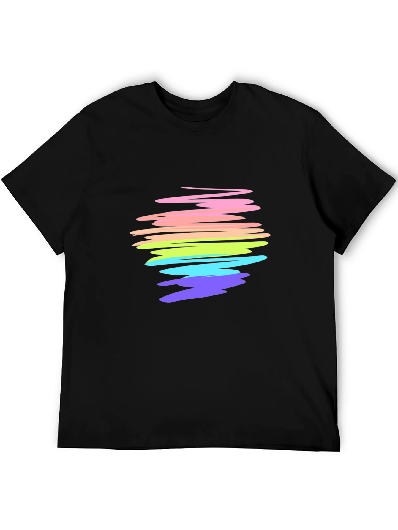 Rainbow Scribble Graphic Tee - Soft Cotton Black T-Shirt