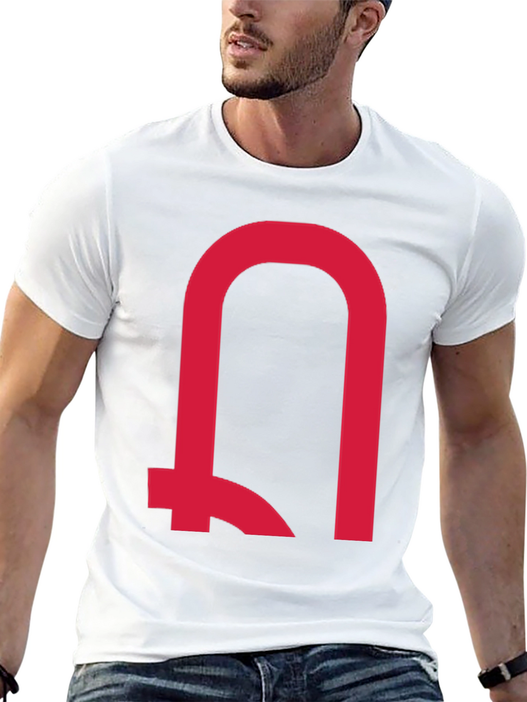 Modern Red Symbol Black T-Shirt