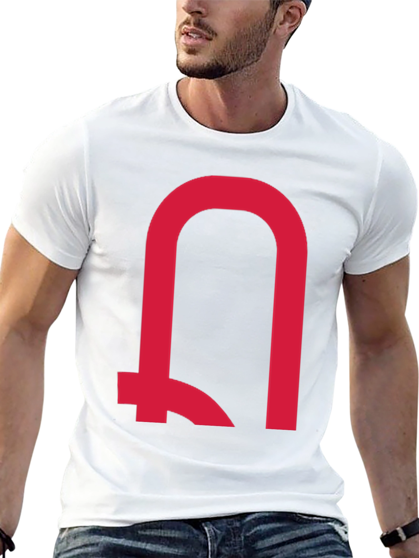 Modern Red Symbol Black T-Shirt