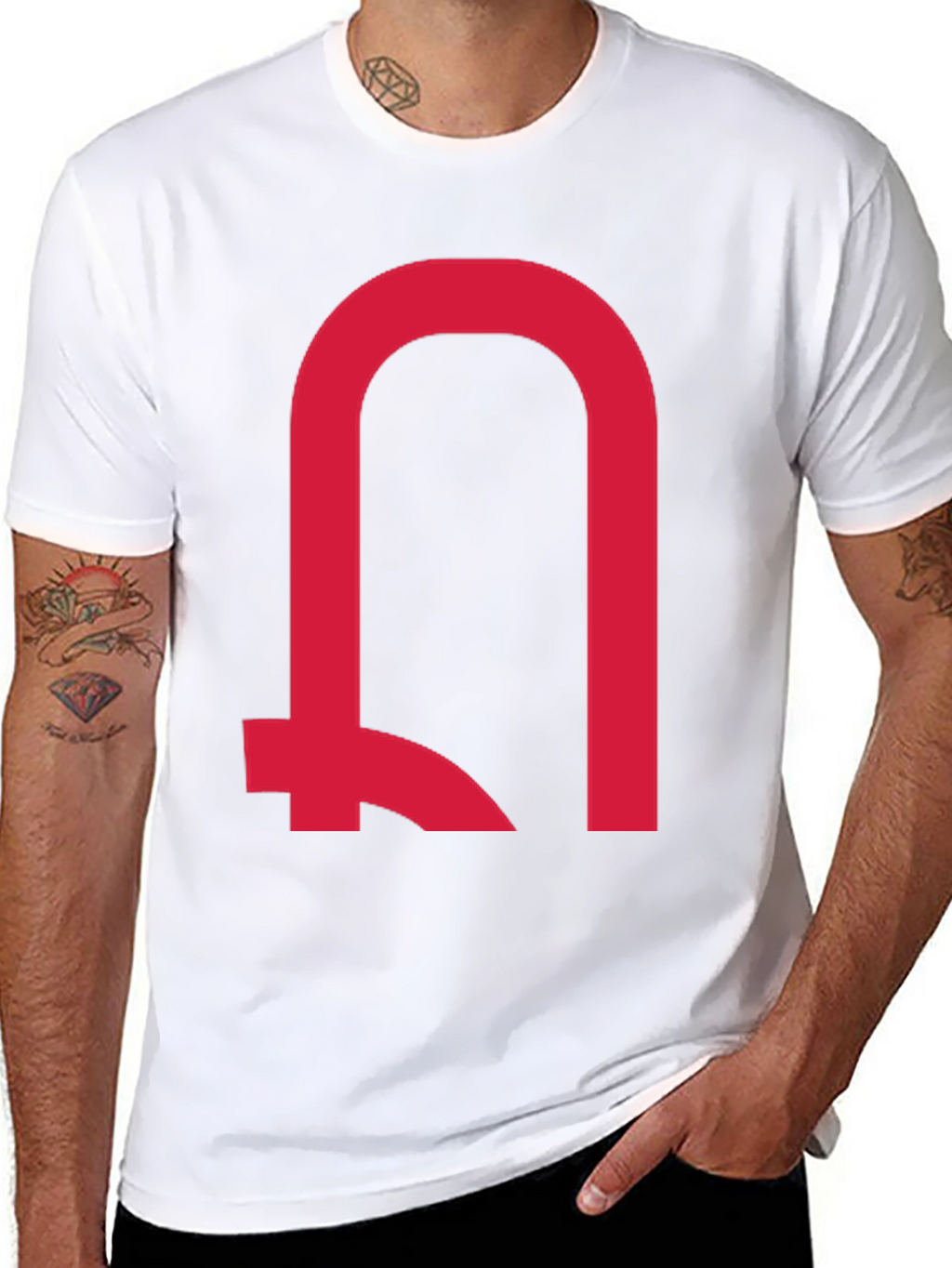 Modern Red Symbol Black T-Shirt
