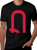 Modern Red Symbol Black T-Shirt