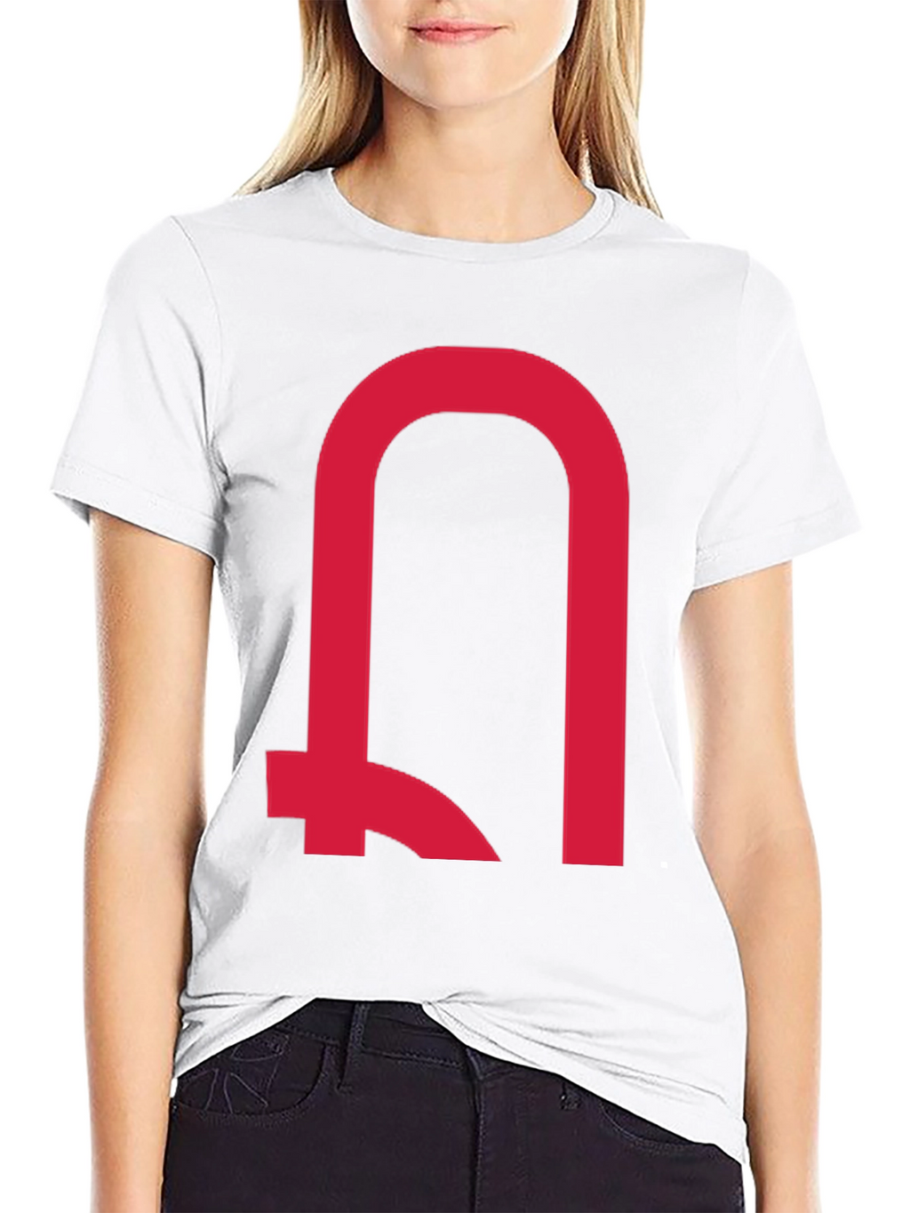 Modern Red Symbol Black T-Shirt