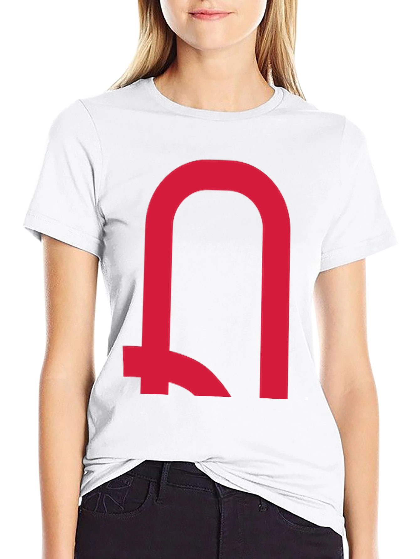 Modern Red Symbol Black T-Shirt