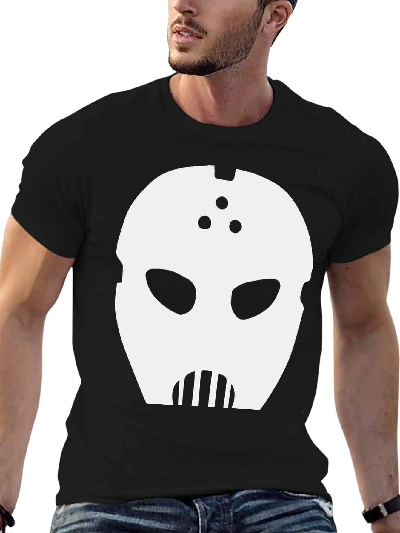 Mystery Mask Graphic Tee - Black Cotton Blend