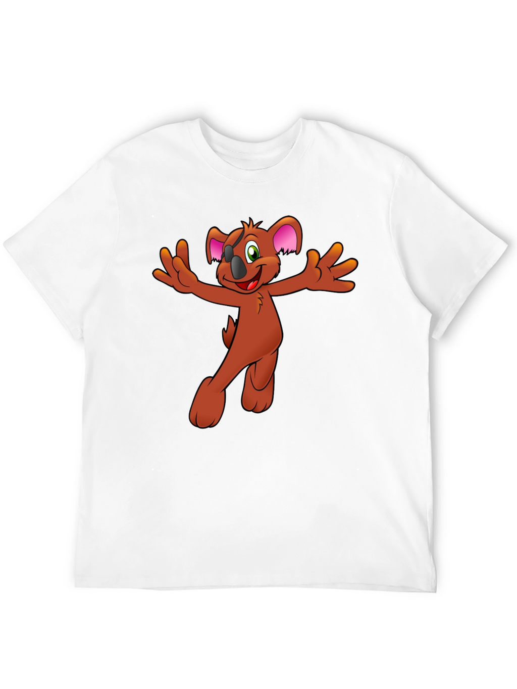 Koala Cartoon Graphic Tee - Black Cotton Blend