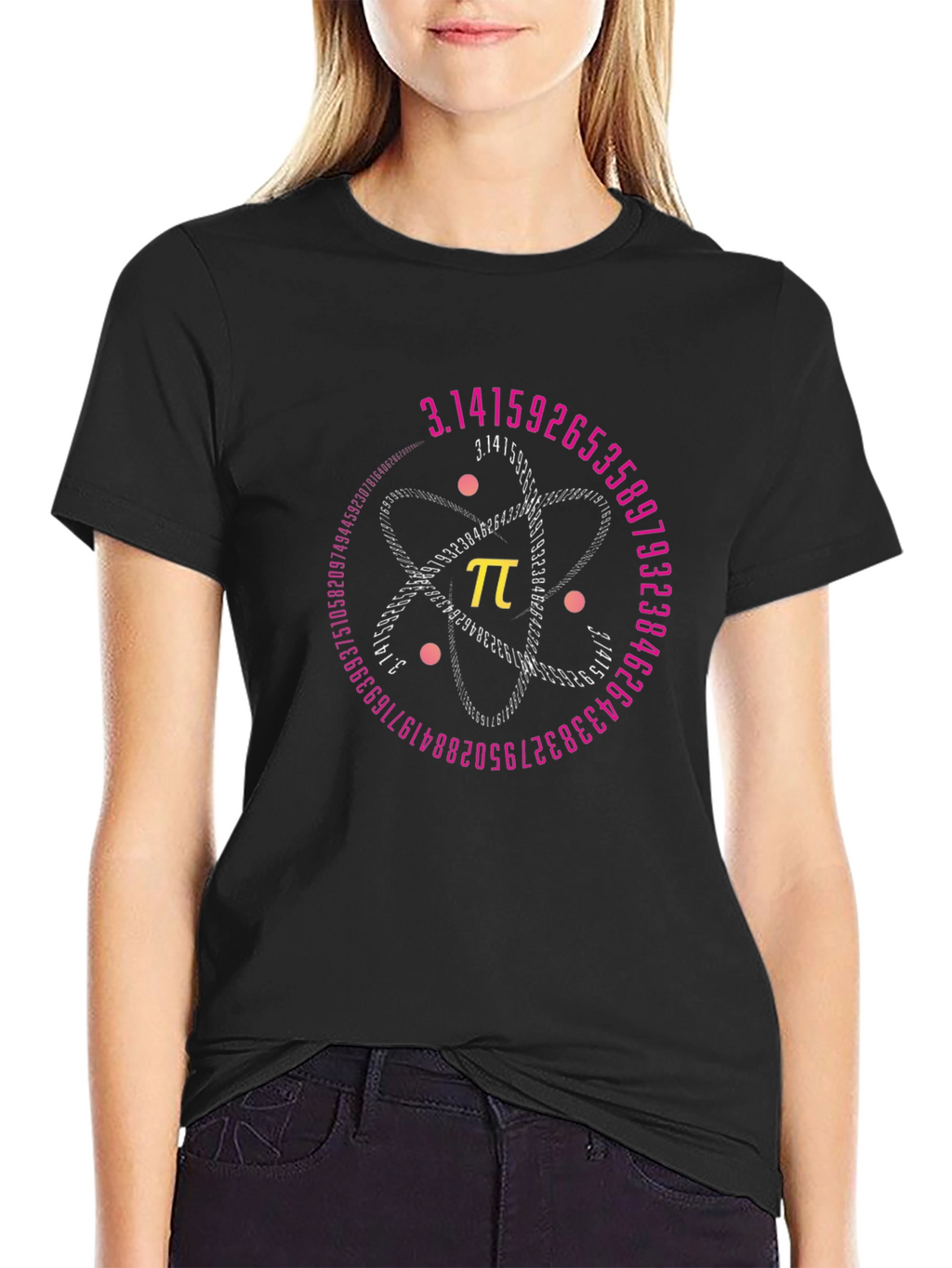 Pi Atom Black T-Shirt - Math & Science Tee