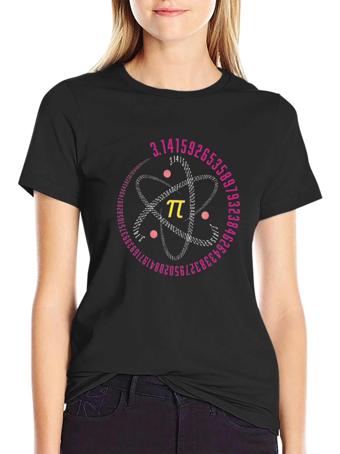 Pi Atom Black T-Shirt - Math & Science Tee