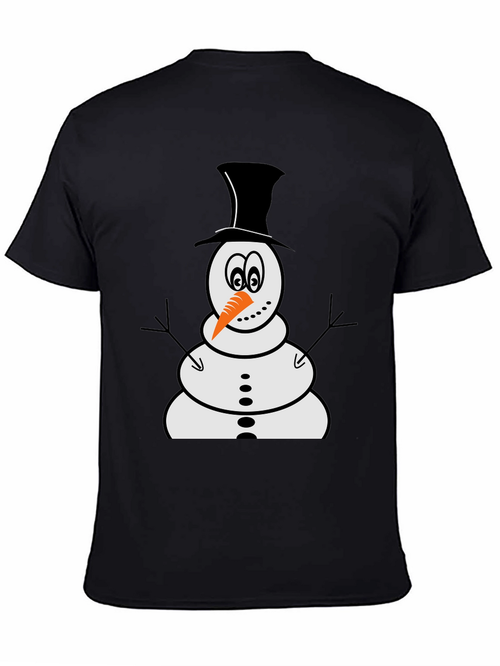 Snowman Graphic Tee - Black Cotton Holiday Shirt
