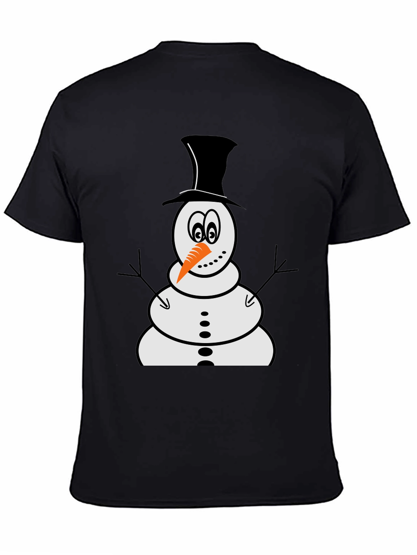 Snowman Graphic Tee - Black Cotton Holiday Shirt