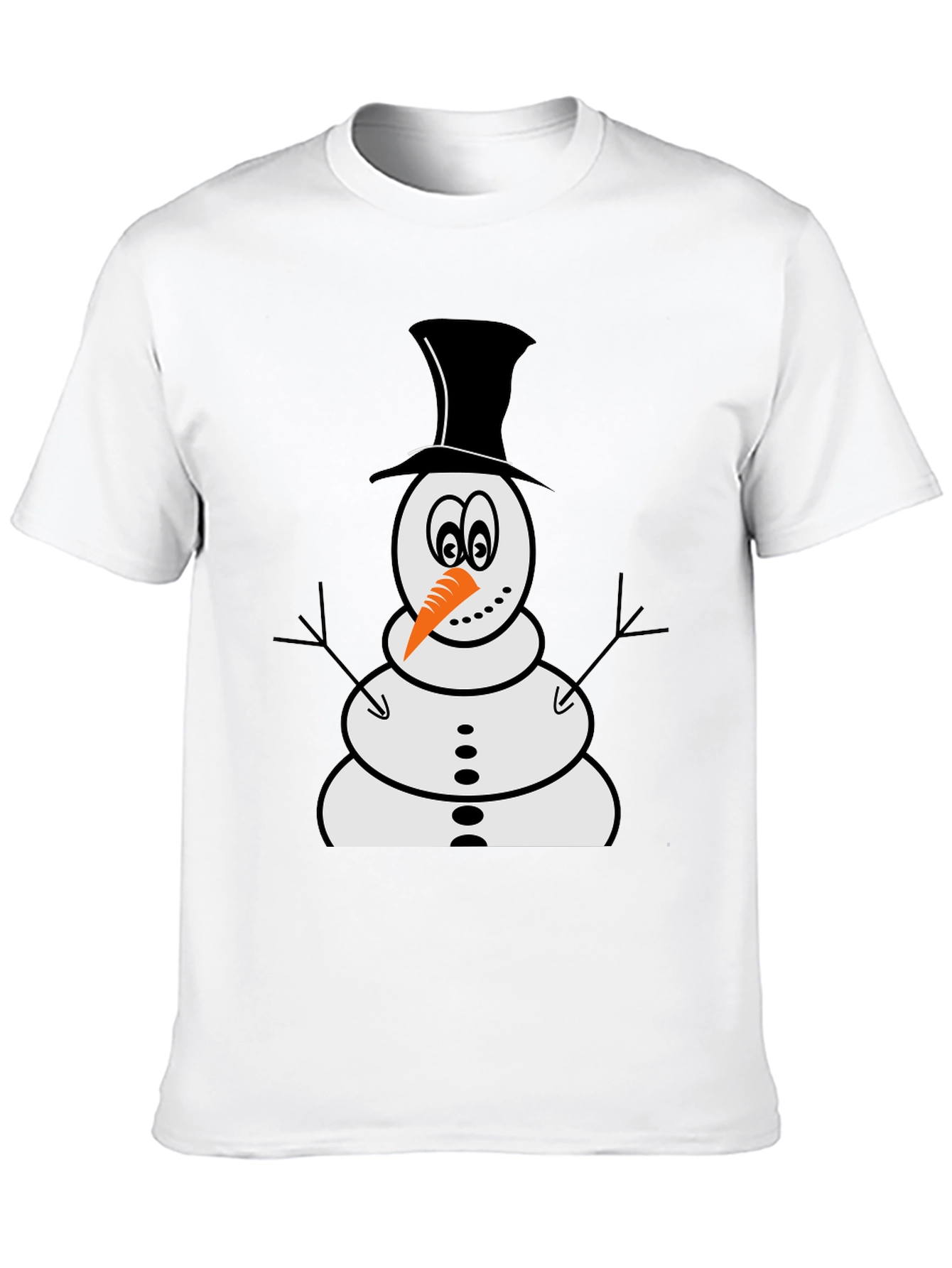 Snowman Graphic Tee - Black Cotton Holiday Shirt