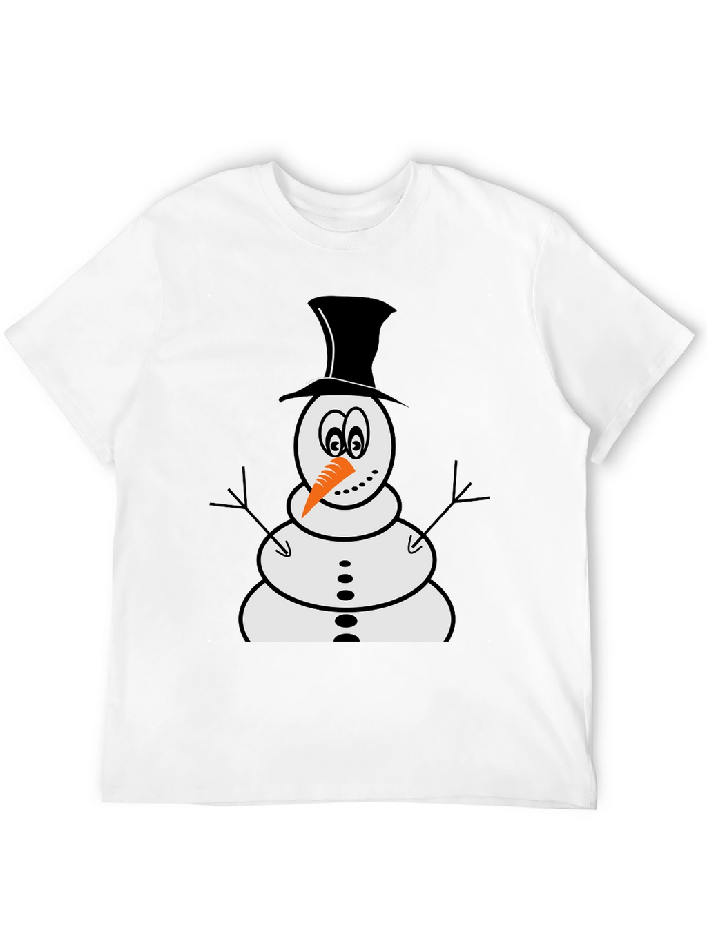 Snowman Graphic Tee - Black Cotton Holiday Shirt