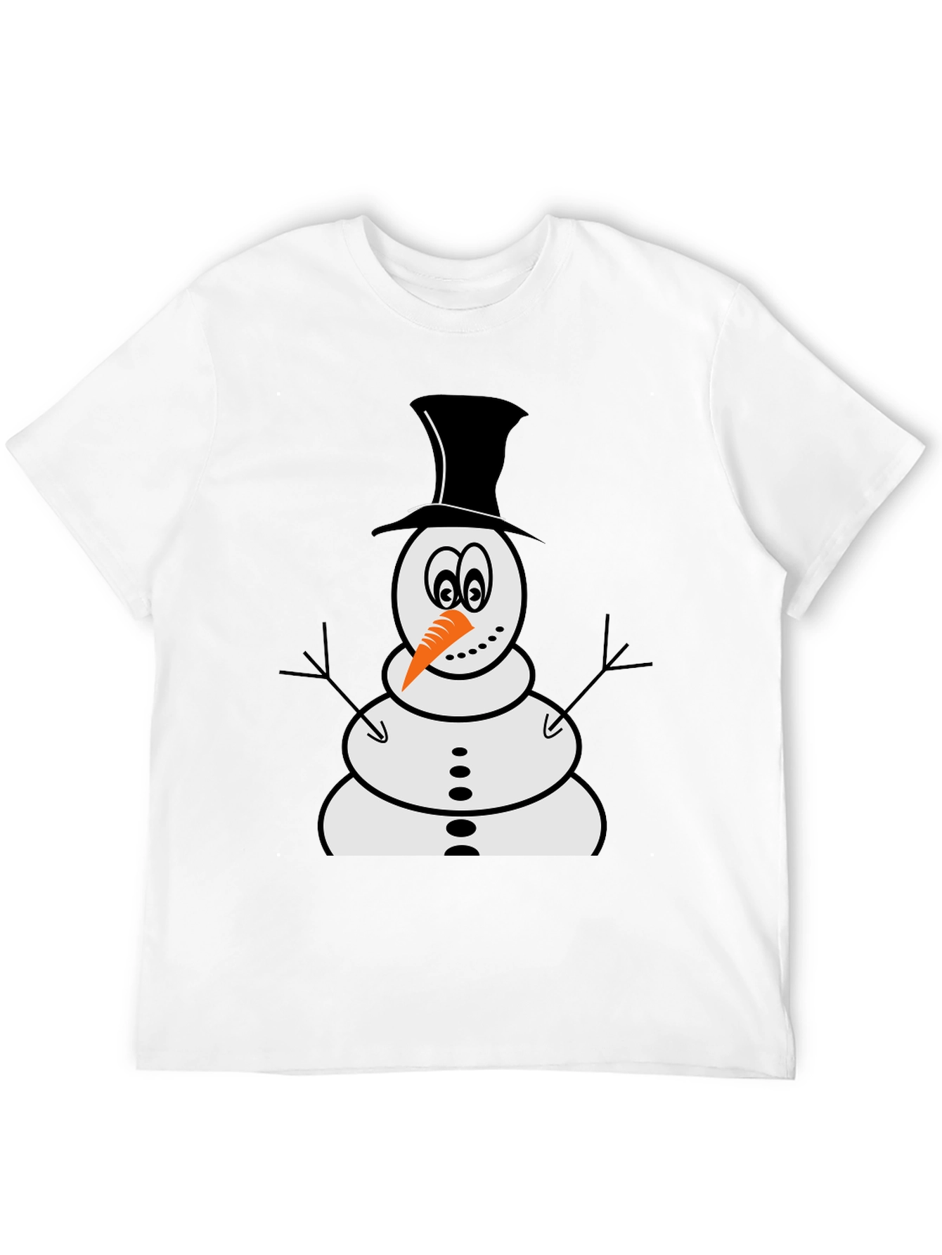 Snowman Graphic Tee - Black Cotton Holiday Shirt