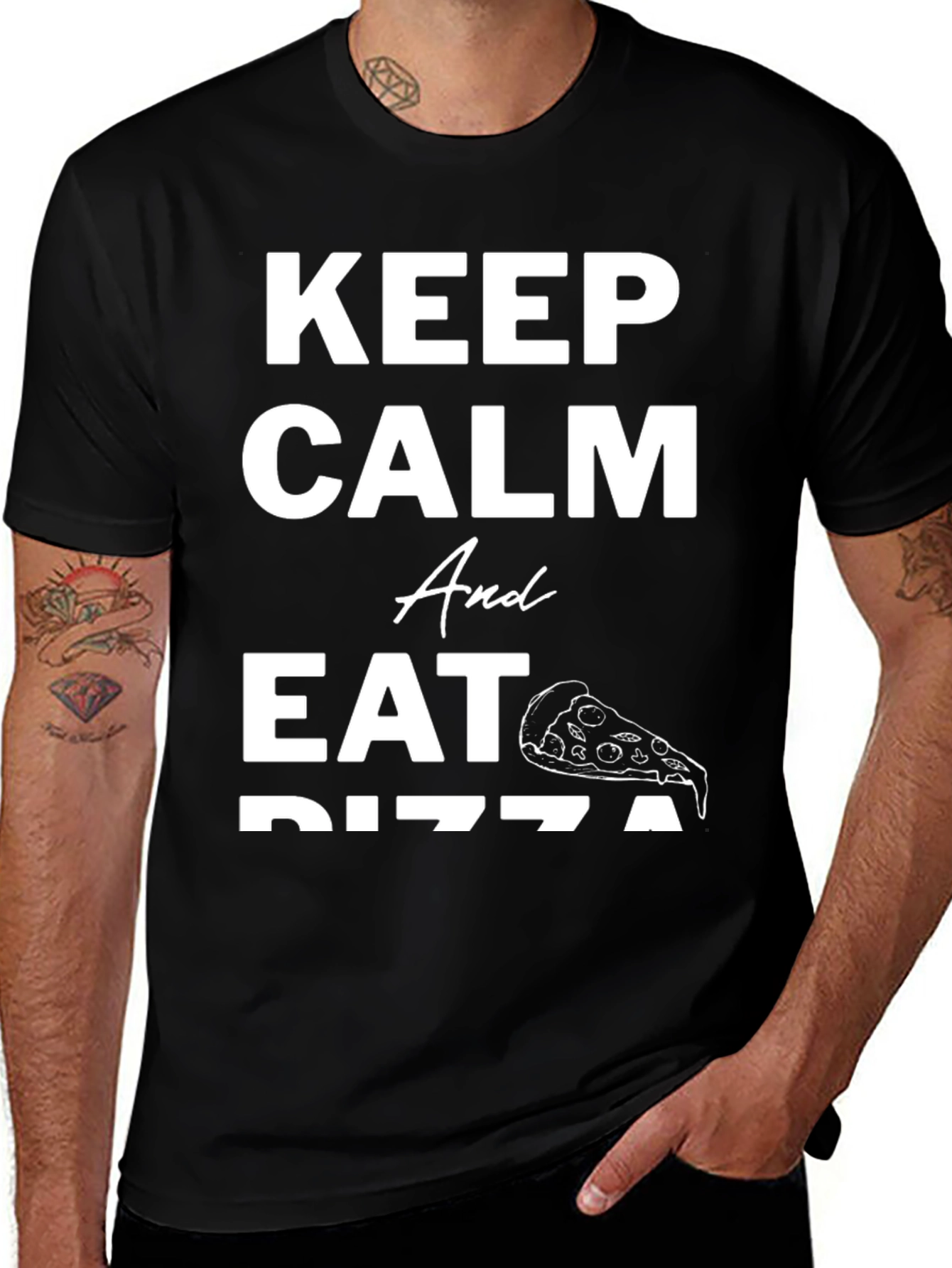 Keep Calm and Eat Pizza Graphic T-Shirt