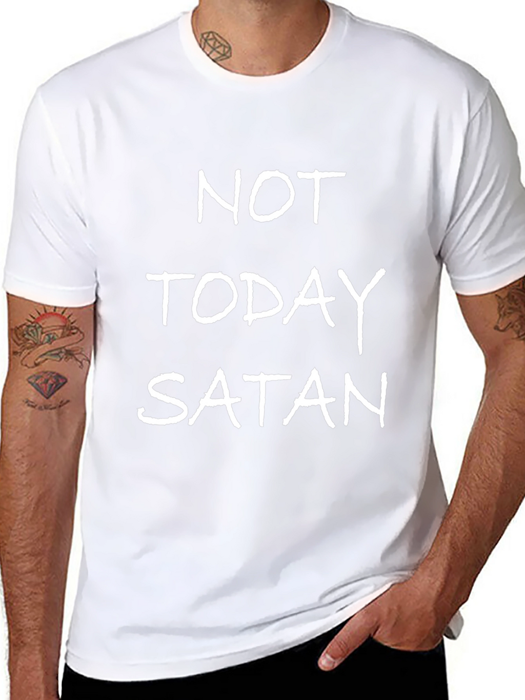 Not Today Satan Graphic Tee - Mens Black T-Shirt